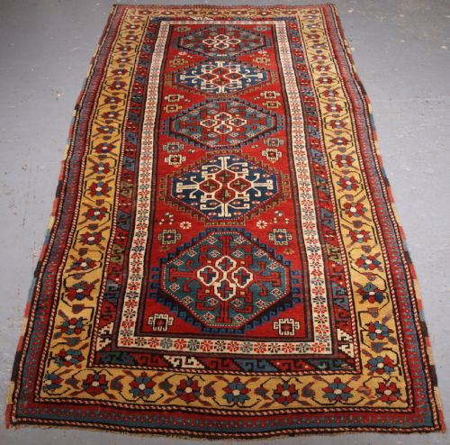 ANTIQUE SOUTH CAUCASIAN KARABAGH REGION LONG RUG OUTSTANDING COLOUR AND CONDITION CIRCA 1880 - ADDITIONAL PHOTO 1