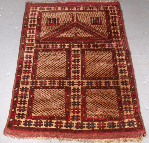Antique Afghan Village Prayer Rug of Unusual Design, Superb Condition, Circa 1910/20.