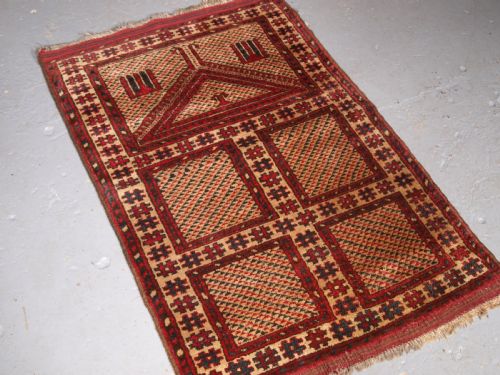 fig 1. ANTIQUE AFGHAN VILLAGE PRAYER RUG OF UNUSUAL DESIGN, SUPERB CONDITION, CIRCA 1910/20.