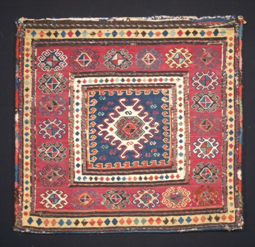 Antique South Caucasian Khorjin Saddlebag in Soumak Weave, Circa 1900. A.