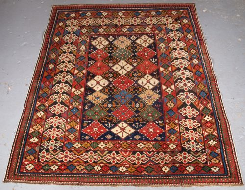 Antique Caucasian Rug Kuba Region, Scarce Chichi Design, Circa 1890.