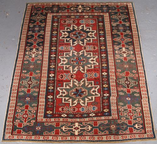 Antique East Caucasian Rug with Lesghi Star Design, Circa 1890.