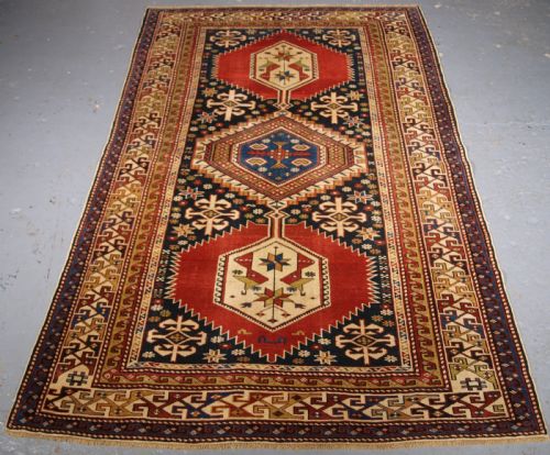 fig 1. ANTIQUE CAUCASIAN RUG, SHIRVAN MEDALLION DESIGN, CIRCA 1890.