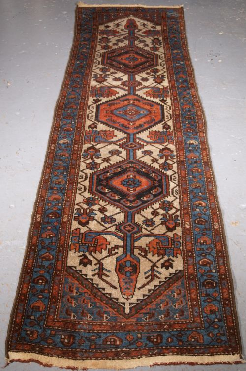 Antique Kurdish Hamadan Village Runner, Useful Narrow Size, Circa 1920.