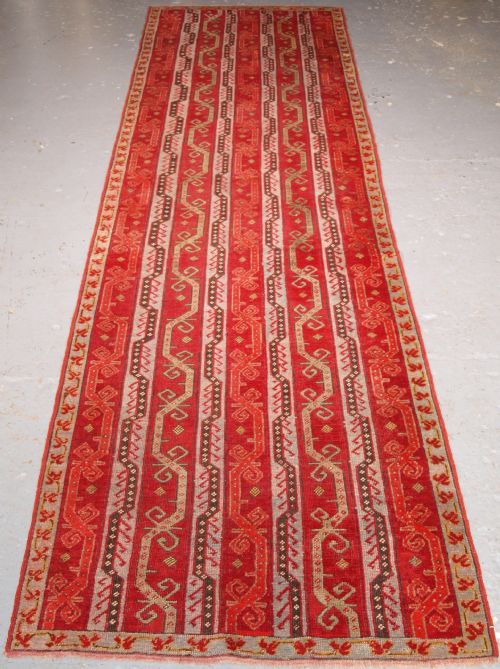 Antique Turkish Kirsehir Village Runner with Traditional Vine Design, Circa 1900.