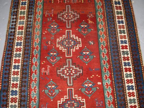 ANTIQUE CAUCASIAN KARABAGH REGION KAZAK RUG CIRCA 1900 - ADDITIONAL PHOTO 2