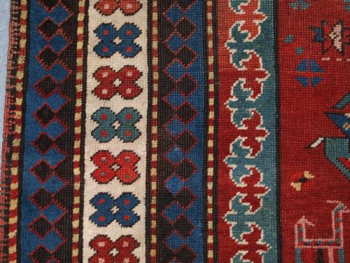 ANTIQUE CAUCASIAN KARABAGH REGION KAZAK RUG CIRCA 1900 - ADDITIONAL PHOTO 7