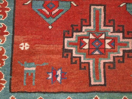 ANTIQUE CAUCASIAN KARABAGH REGION KAZAK RUG CIRCA 1900 - ADDITIONAL PHOTO 12
