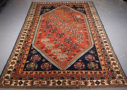 OLD QASHQAI SHIRAZ RUG WITH LARGE BOTEH DESIGN CIRCA 1920