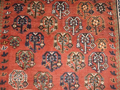 OLD QASHQAI SHIRAZ RUG WITH LARGE BOTEH DESIGN CIRCA 1920 - ADDITIONAL PHOTO 8