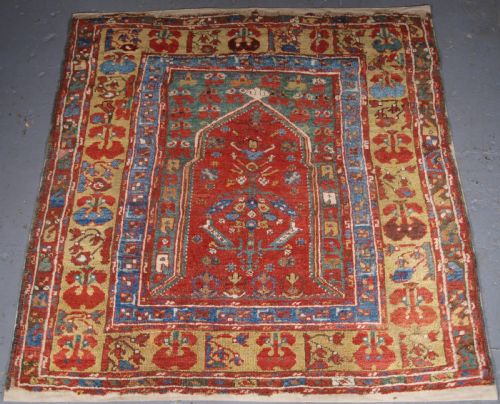 Antique Turkish Village Prayer Rug, Menderes River Valley, Late 18th Century.