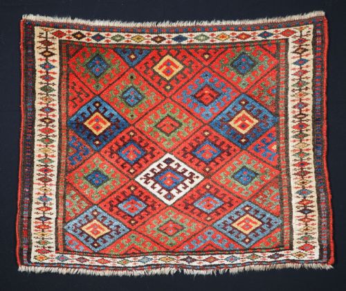 Antique Jaf Kurd Saddle Bag Face, Diamond Lattice Design, Circa 1900.
