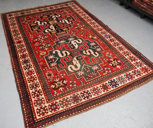 ANTIQUE CAUCASIAN CLOUD BAND KAZAK RUG GREAT CONDITION CIRCA 1900 - ADDITIONAL PHOTO 1