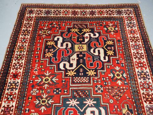 ANTIQUE CAUCASIAN CLOUD BAND KAZAK RUG GREAT CONDITION CIRCA 1900 - ADDITIONAL PHOTO 2