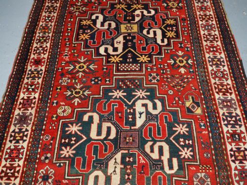 ANTIQUE CAUCASIAN CLOUD BAND KAZAK RUG GREAT CONDITION CIRCA 1900 - ADDITIONAL PHOTO 3