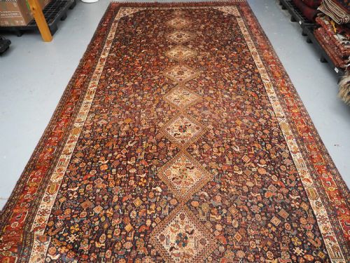 Antique Kelleh or Khan Carpet by the Khamseh Tribe, Very Large Size, Circa 1880.