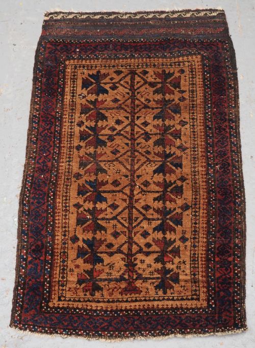 Antique Baluch or Timuri Balisht Face, Tree of Life, Camel Ground, Circa 1880.