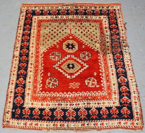 Antique Turkish Bergama Region Village Prayer Rug, Circa 1880.