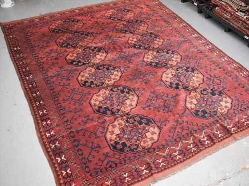 Antique Ersari Turkmen Main Carpet, Superb Large Guls, Circa 1880.