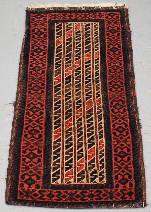 Antique Baluch Balisht of Scarce Design, Complete with Back, Circa 1890.
