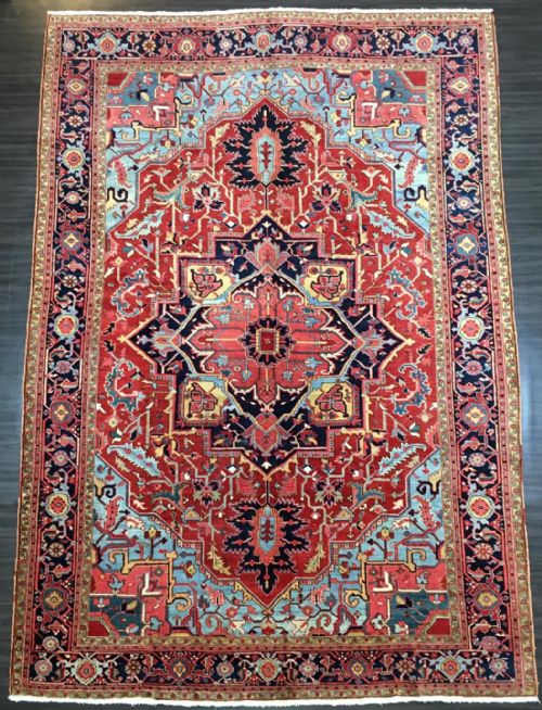 Antique Country House Heriz Carpet with Outstanding Colour, Circa 1900.
