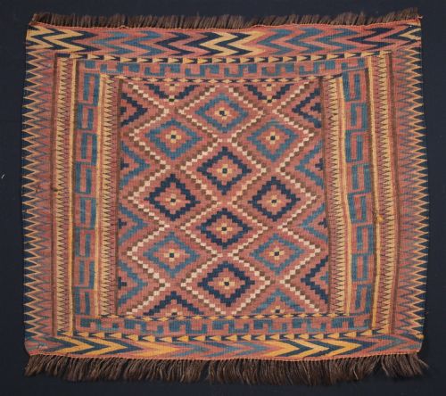 Antique Uzbek Bag Face, Plain Weave with Traditional Design, Circa 1900.