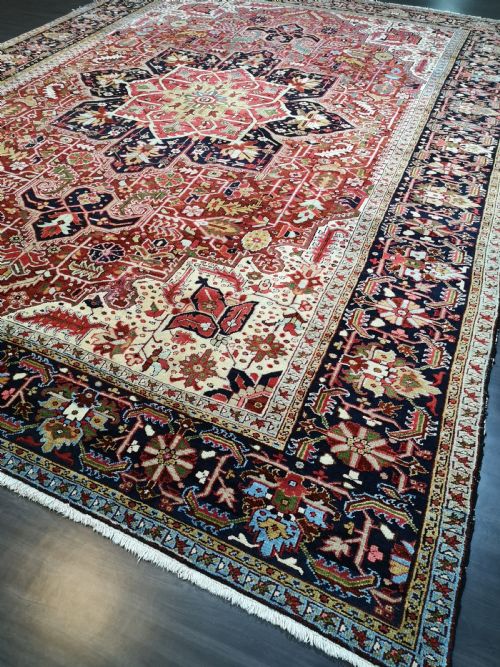 fig 1. ANTIQUE HERIZ CARPET, COUNTRY HOUSE STYLE WITH SUPERB COLOUR, CIRCA 1900.