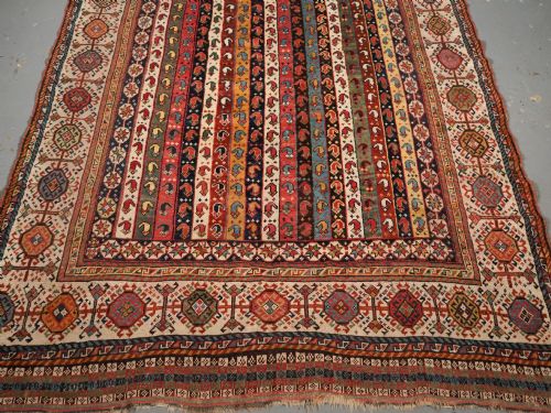 ANTIQUE SHEKARLU QASHQAI OF SCARCE STRIPED DESIGN CIRCA 1880 - ADDITIONAL PHOTO 4