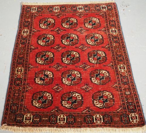 Antique Yomut Turkmen Rug with Unusual Border Design, Circa 1900.