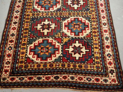 ANTIQUE CAUCASIAN MOGHAN KAZAK LONG RUG MEMLING GULS CIRCA 1890 - ADDITIONAL PHOTO 5