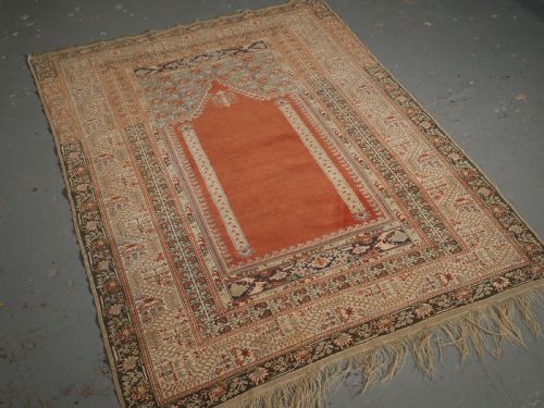 fig 1. ANTIQUE TURKISH GHIORDES PRAYER RUG, SUPERB CONDITION, 1ST HALF 19TH CENTURY.