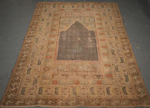 Antique Turkish Ghiordes Prayer Rug, Blue Ground, 18th Century.