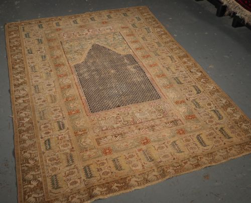 fig 1. ANTIQUE TURKISH GHIORDES PRAYER RUG, BLUE GROUND, 18TH CENTURY.