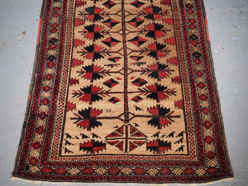 ANTIQUE BALUCH RUG WITH CAMEL GROUND TREE OF LIFE DESIGN CIRCA 1900 - ADDITIONAL PHOTO 3