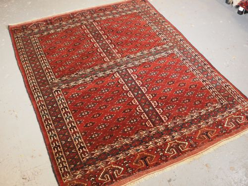 fig 1. ANTIQUE YOMUT TURKMEN ENSI WITH EAGLE HEAD DESIGN ELEM, CIRCA 1900.