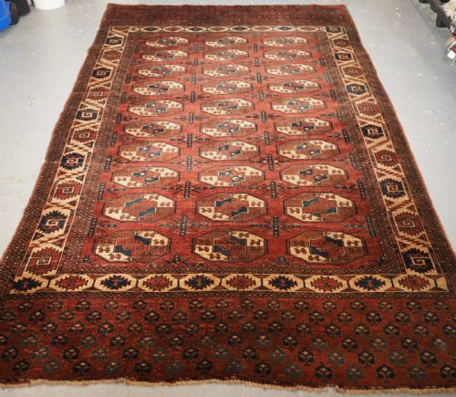 Antique Yomut Karadashli Turkmen Main Carpet, Scarce C Gul Centres, Published, 1st Half 19th Century.