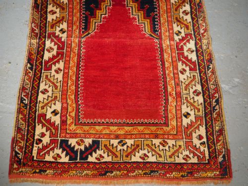 ANTIQUE TURKISH KONYA REGION VILLAGE PRAYER RUG CIRCA 190020 - ADDITIONAL PHOTO 3
