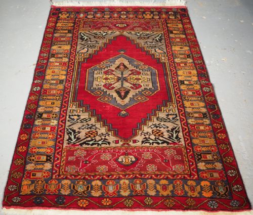 Old Turkish Village Rug, Traditional Design, Circa 1930.