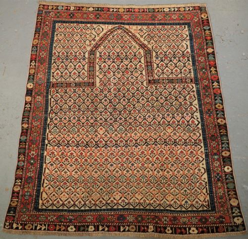 Antique Caucasian Shirvan Floral Lattice Prayer Rug, Circa 1890.