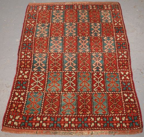 Antique Turkish Bergama Region Rug, Unusual Design, Circa 1890.