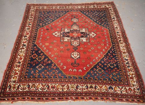 Antique Afshar Rug, Single Medallion Design, Circa 1900.