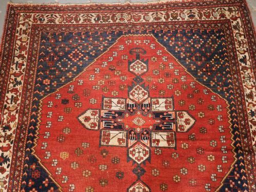 fig 1. ANTIQUE AFSHAR RUG, SINGLE MEDALLION DESIGN, CIRCA 1900.
