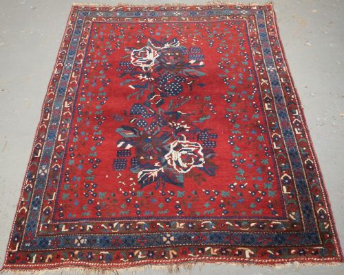 Antique Afshar Rug with Floral Gul Farang Design, Circa 1900.