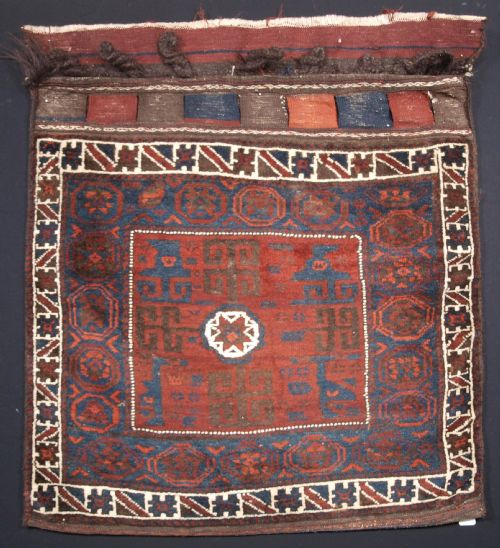 Antique Afghan Baluch Saddle Bag with Back, Circa 1900.