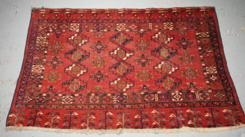 Antique Ersari Turkmen 12 Gul Chuval, Good Green, Circa 1900.