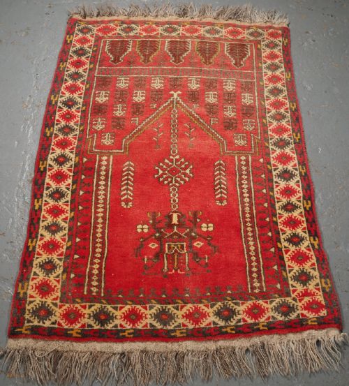 Old Afghan Village Prayer Rug, Thick Heavy Rug, Circa 1930.