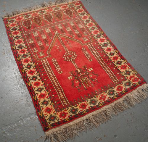 fig 1. OLD AFGHAN VILLAGE PRAYER RUG, THICK HEAVY RUG, CIRCA 1930.