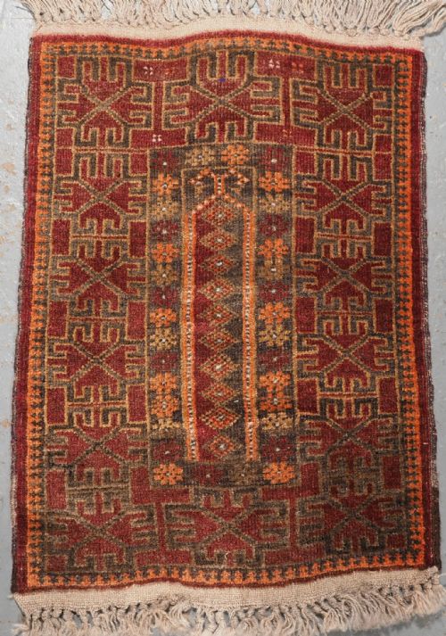 Old Afghan Prayer Rug, Very Small Size for a Child, Circa 1920.