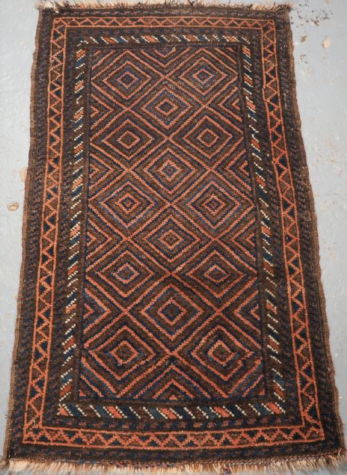 Old Afghan Baluch Balisht Bag Face, Small Mat, Circa 1920.
