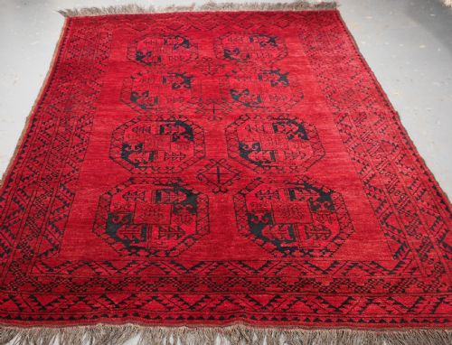 Old Afghan Village Rug with Ersari Turkmen Gul Design, Circa 1920.